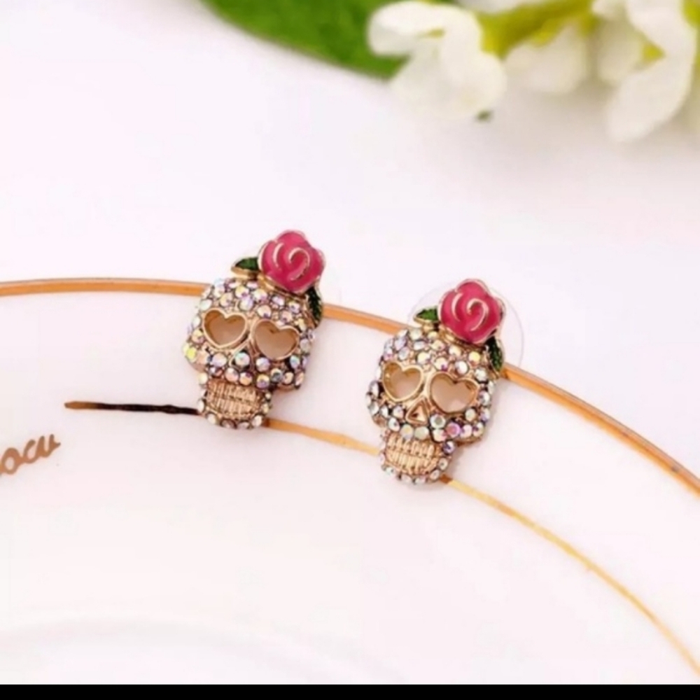 Calavera Sugar Skull Earrings - Picture 2 of 3